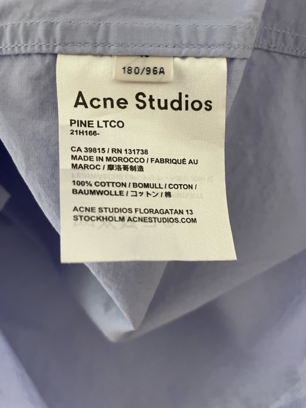 Acne Studios Mens Collarless Button Down Dress Shirt Lilac Size Medium - Picture 6 of 7